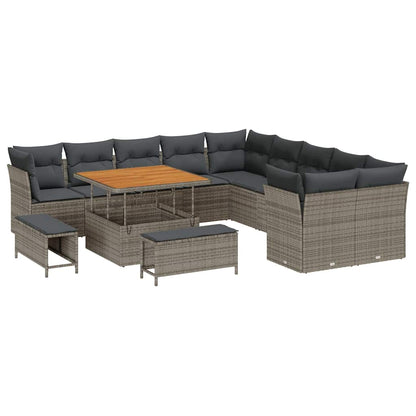 Set Divano da Giardino 13 pcs Grigio polyrattan
