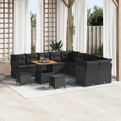 Set Divano da Giardino 13 pcs Nero polyrattan