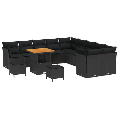 Set Divano da Giardino 13 pcs Nero polyrattan