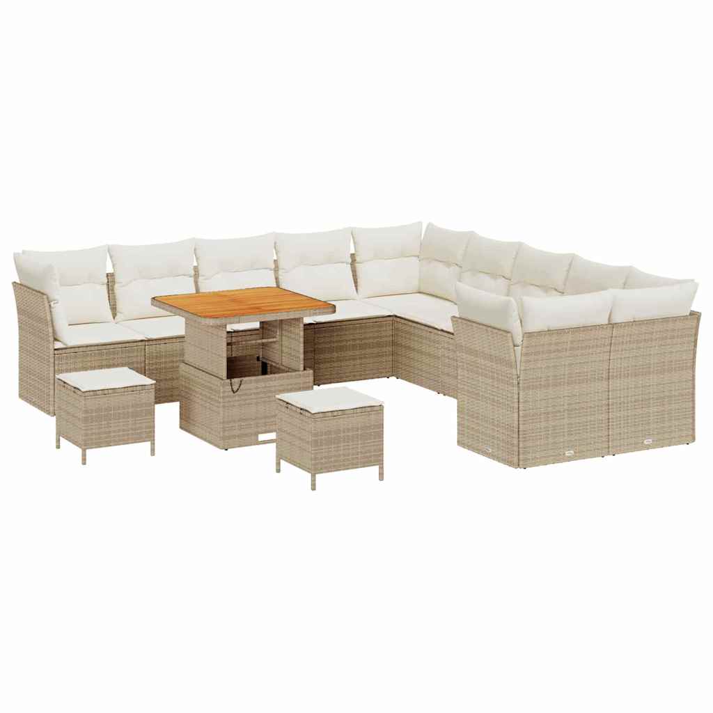 Set Divano da Giardino 13 pcs Beige polyrattan