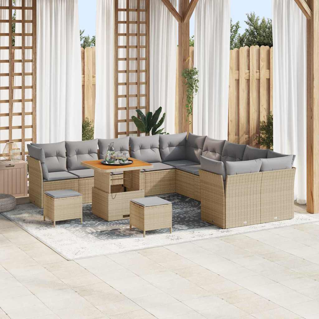 Set Divano da Giardino 13 pcs Beige polyrattan