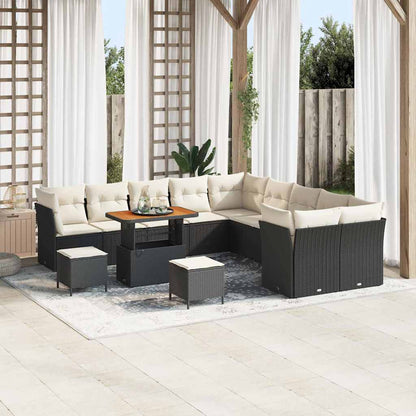 Set Divano da Giardino 13 pcs Nero polyrattan