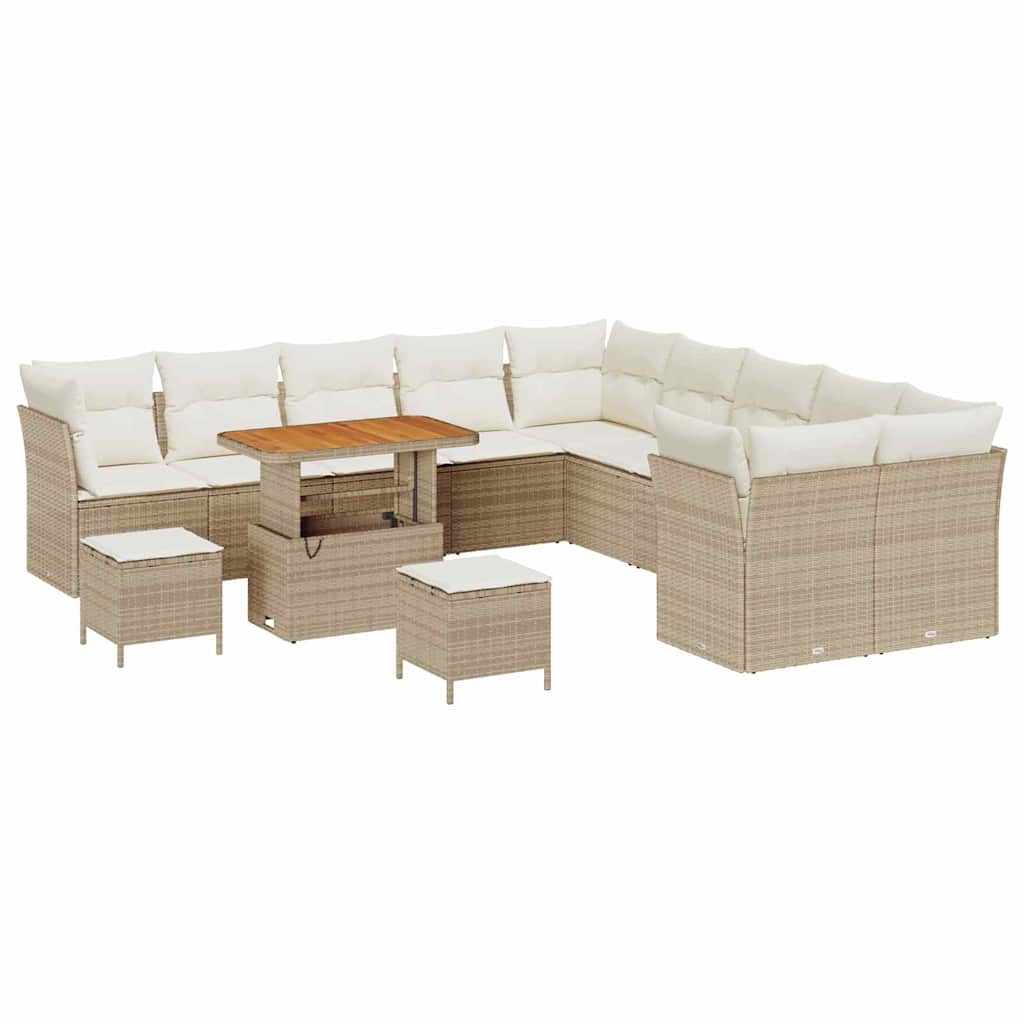 Set Divano da Giardino 13 pcs Beige polyrattan