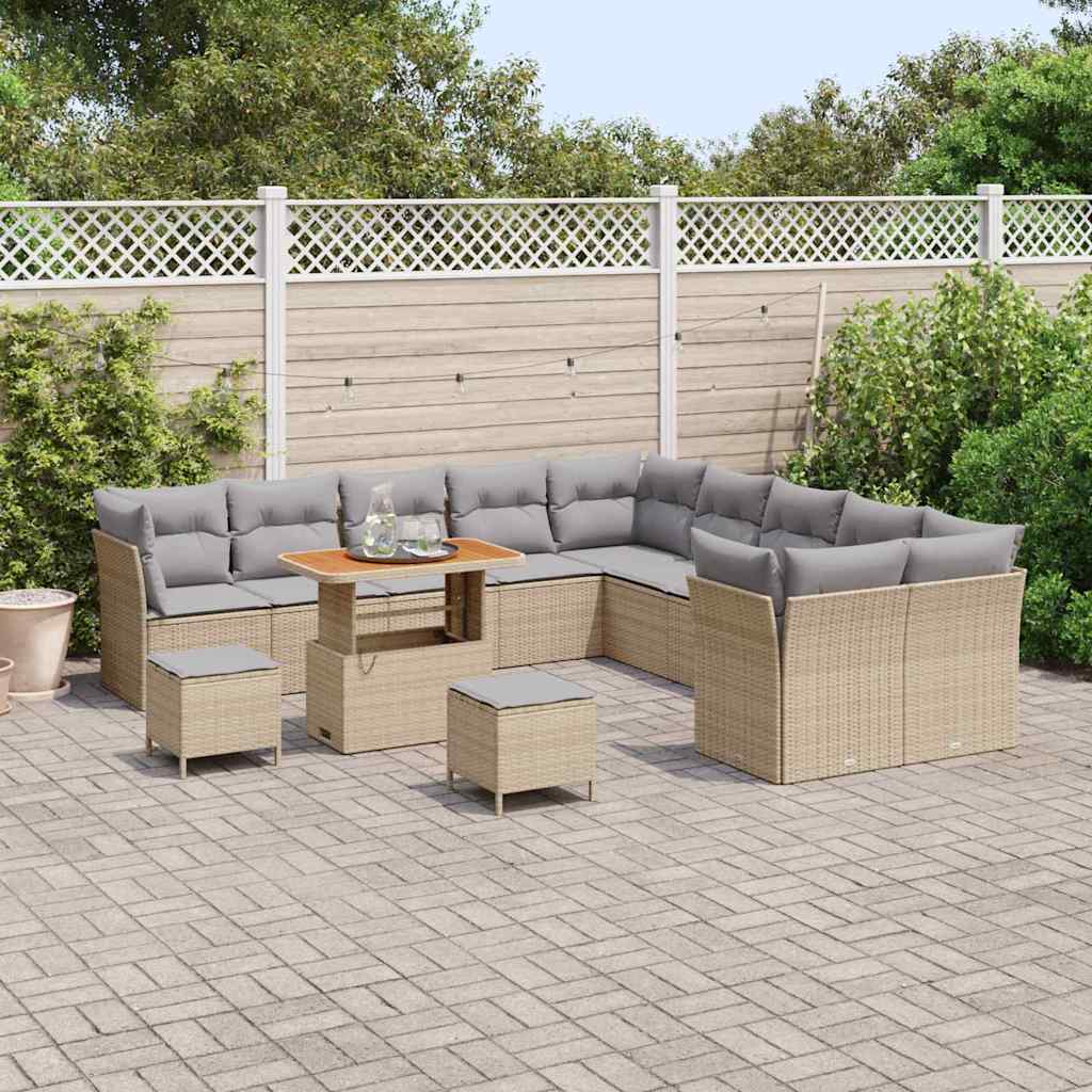Set Divano da Giardino 13 pcs Beige polyrattan