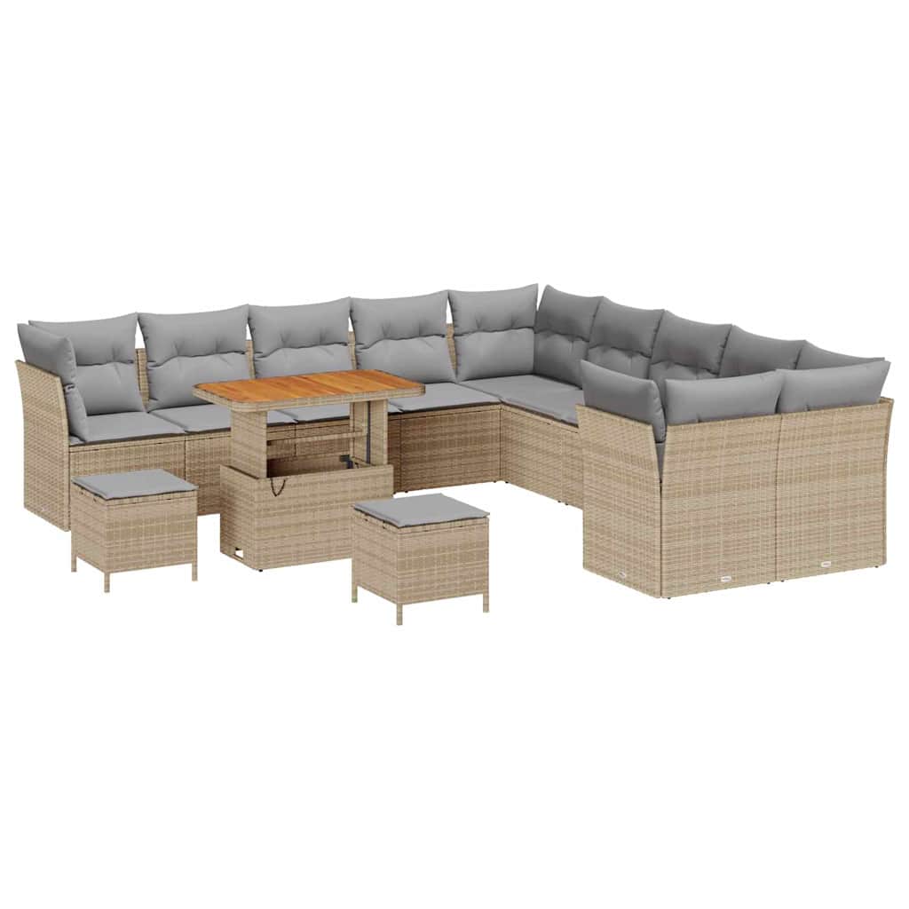 Set Divano da Giardino 13 pcs Beige polyrattan