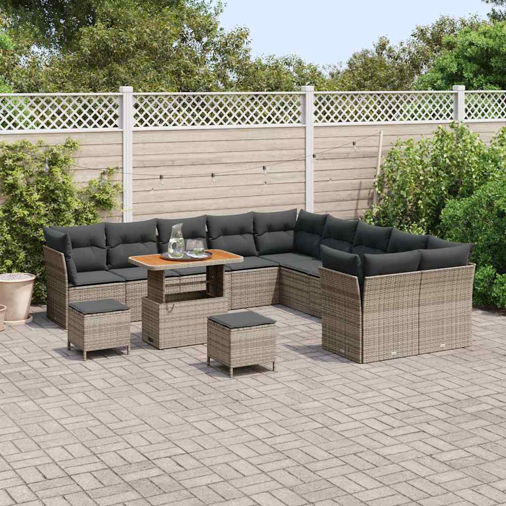 Set Divano da Giardino 13 pcs Grigio polyrattan
