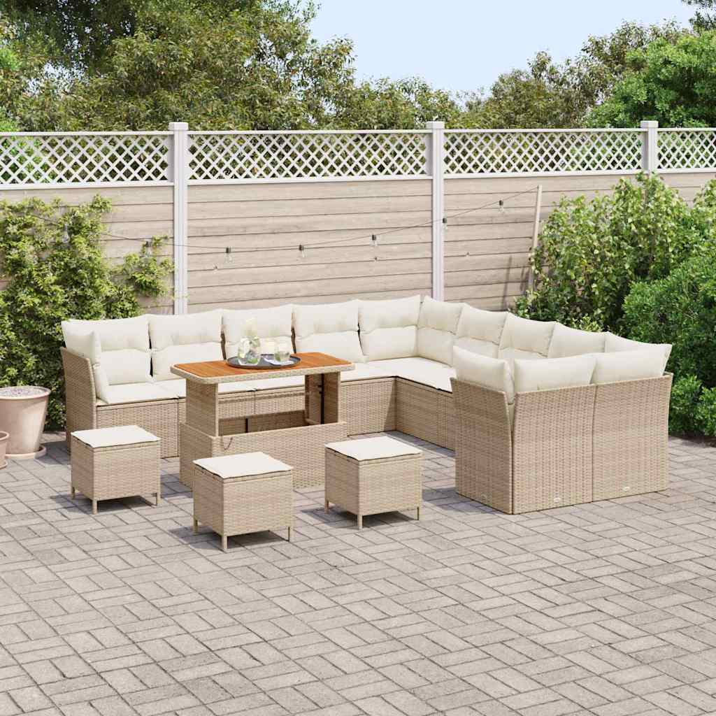 Set Divano da Giardino 14 pcs Beige polyrattan