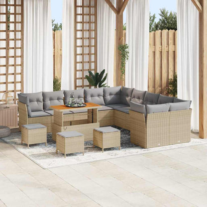 Set Divano da Giardino 14 pcs Beige polyrattan