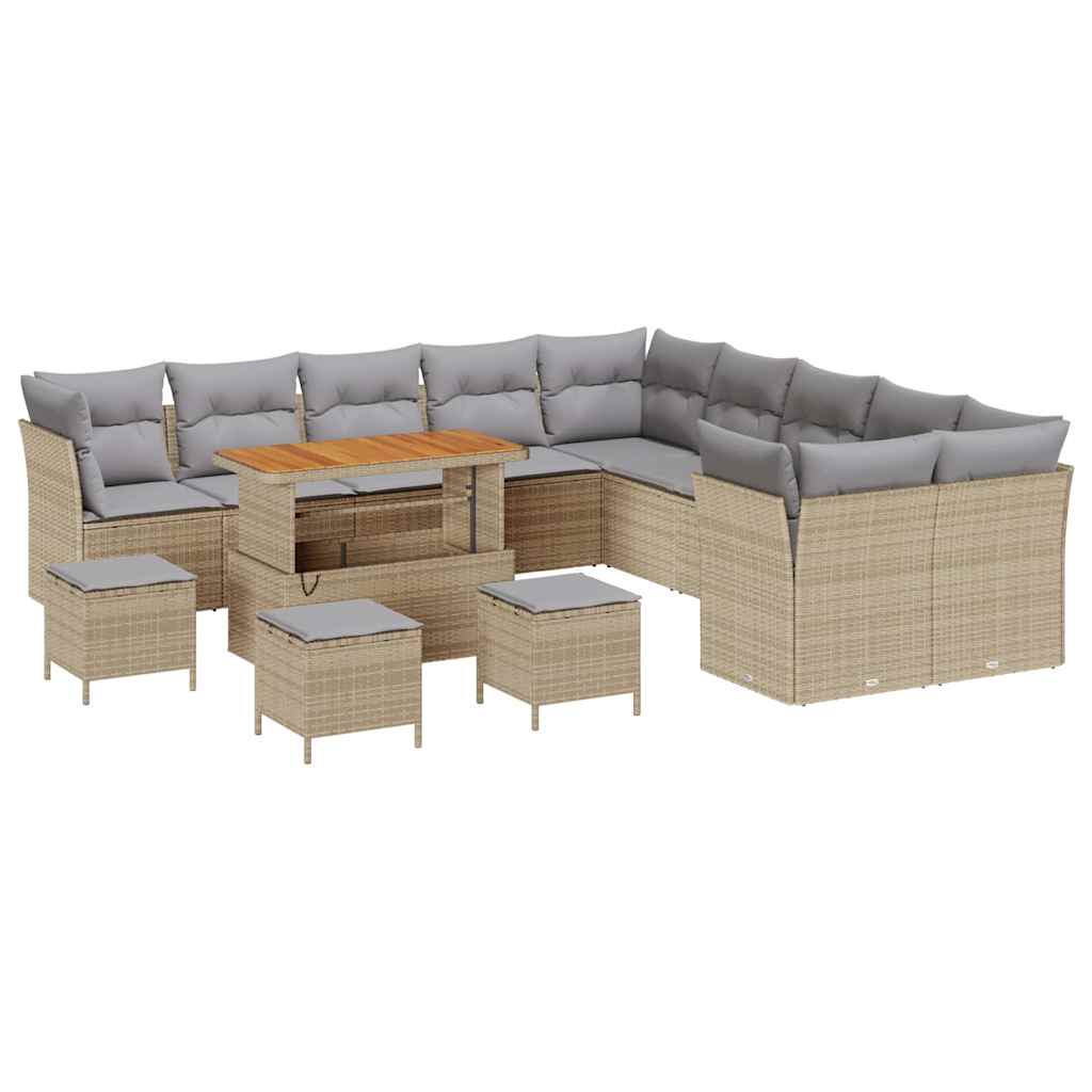 Set Divano da Giardino 14 pcs Beige polyrattan