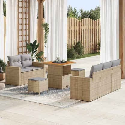 Set Divano da Giardino con cuscino 8 pcs Beige polyrattan