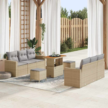 Set Divano da Giardino 9 pcs Beige polyrattan