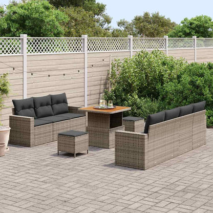 Set Divano da Giardino 10 pcs Grigio polyrattan