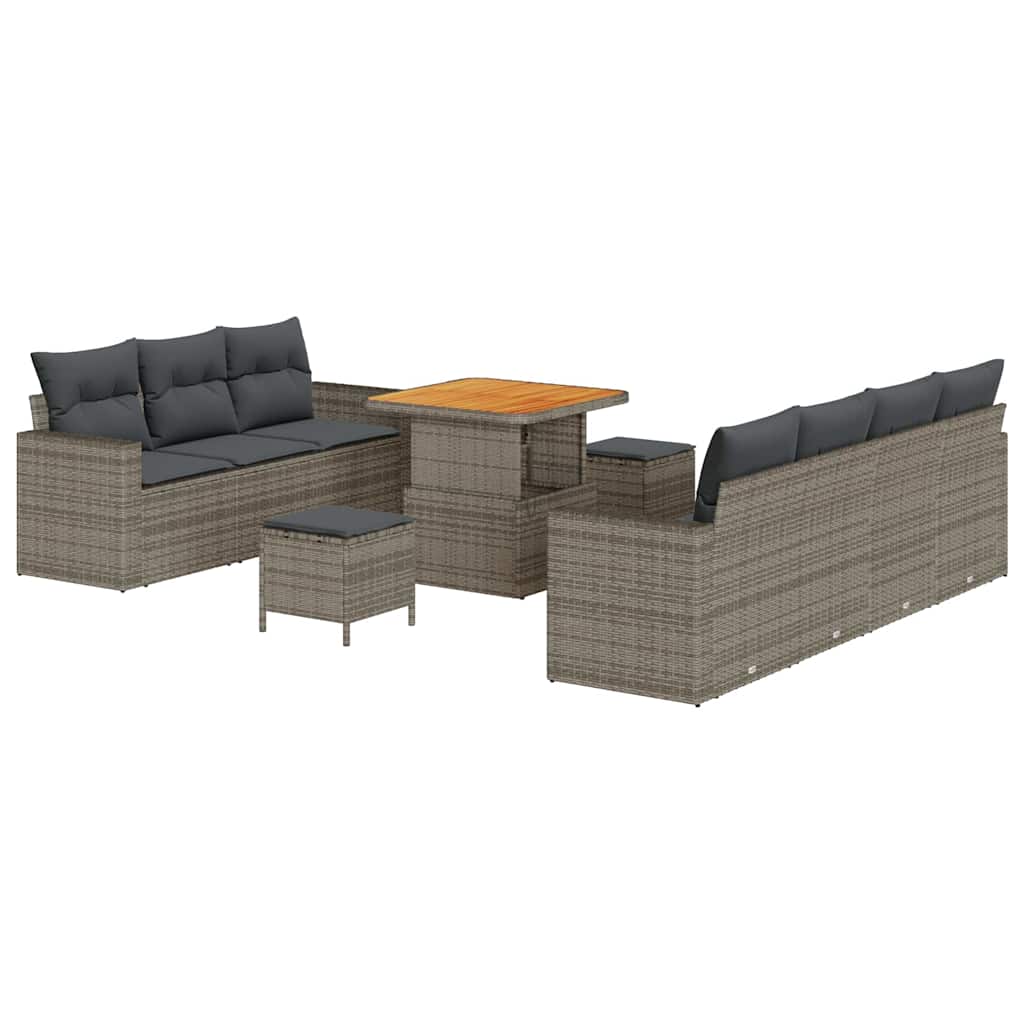 Set Divano da Giardino 10 pcs Grigio polyrattan
