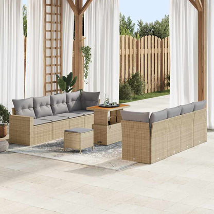 Set Divano da Giardino 11 pcs Beige polyrattan