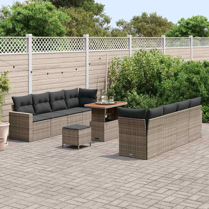 Set Divano da Giardino 11 pcs Grigio polyrattan