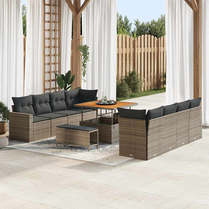 Set Divano da Giardino 11 pcs Grigio polyrattan