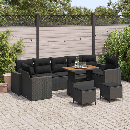 Set Divano da Giardino 10 pcs Nero polyrattan