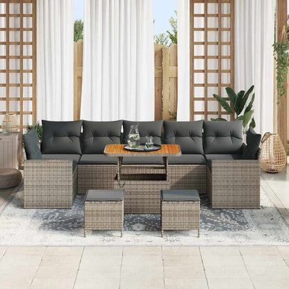 Set Divano da Giardino 10 pcs Grigio polyrattan