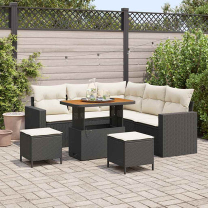 Set Divano da Giardino 8 pcs Nero polyrattan