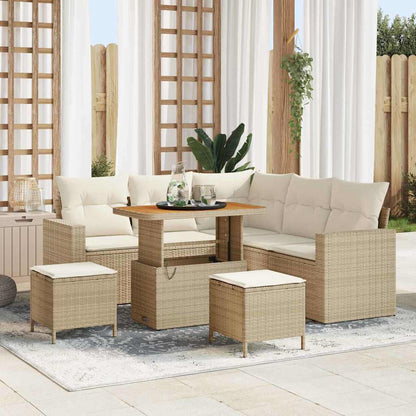 Set Divano da Giardino 8 pcs Beige polyrattan