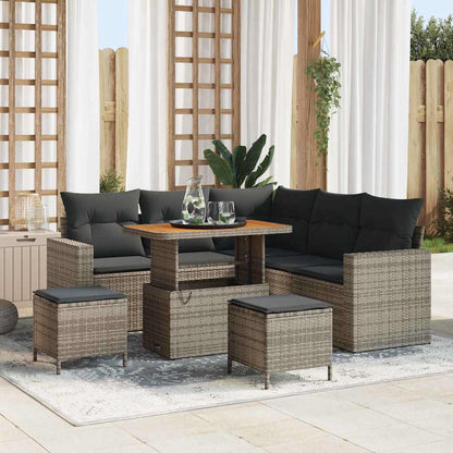Set Divano da Giardino 8 pcs Grigio polyrattan