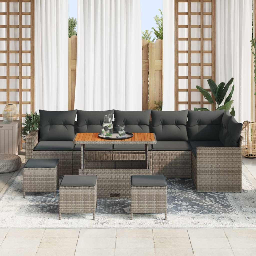 Set Divano da Giardino 10 pcs Grigio polyrattan