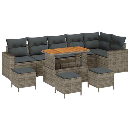 Set Divano da Giardino 10 pcs Grigio polyrattan