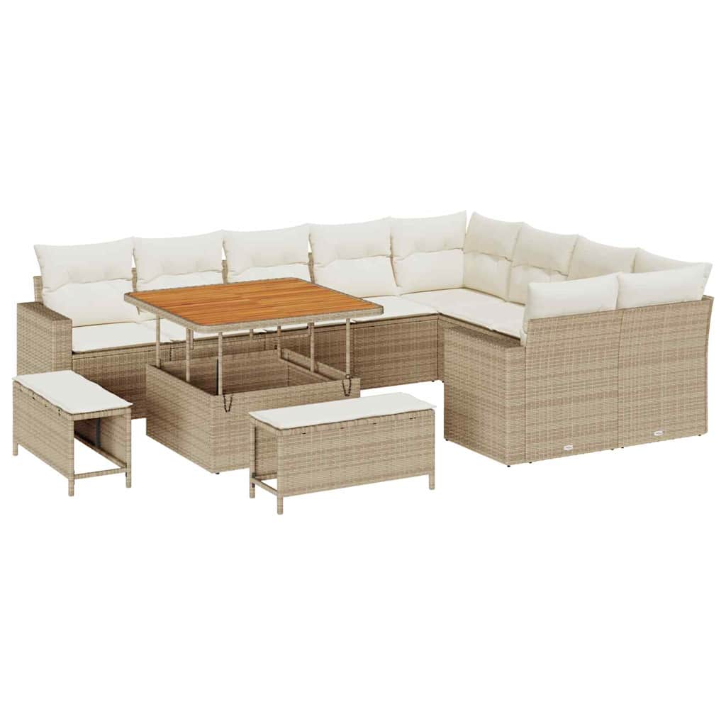 Set Divano da Giardino 12 pcs Beige polyrattan