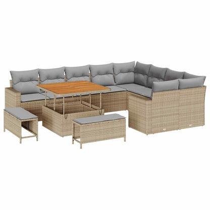 Set Divano da Giardino 12 pcs Beige polyrattan