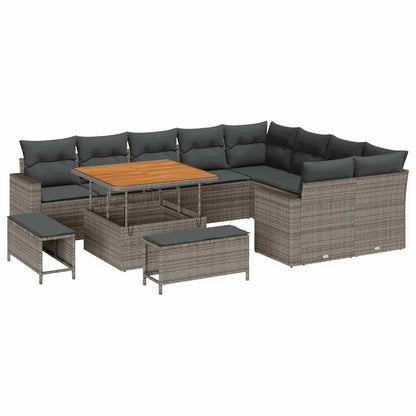 Set Divano da Giardino 12 pcs Grigio polyrattan
