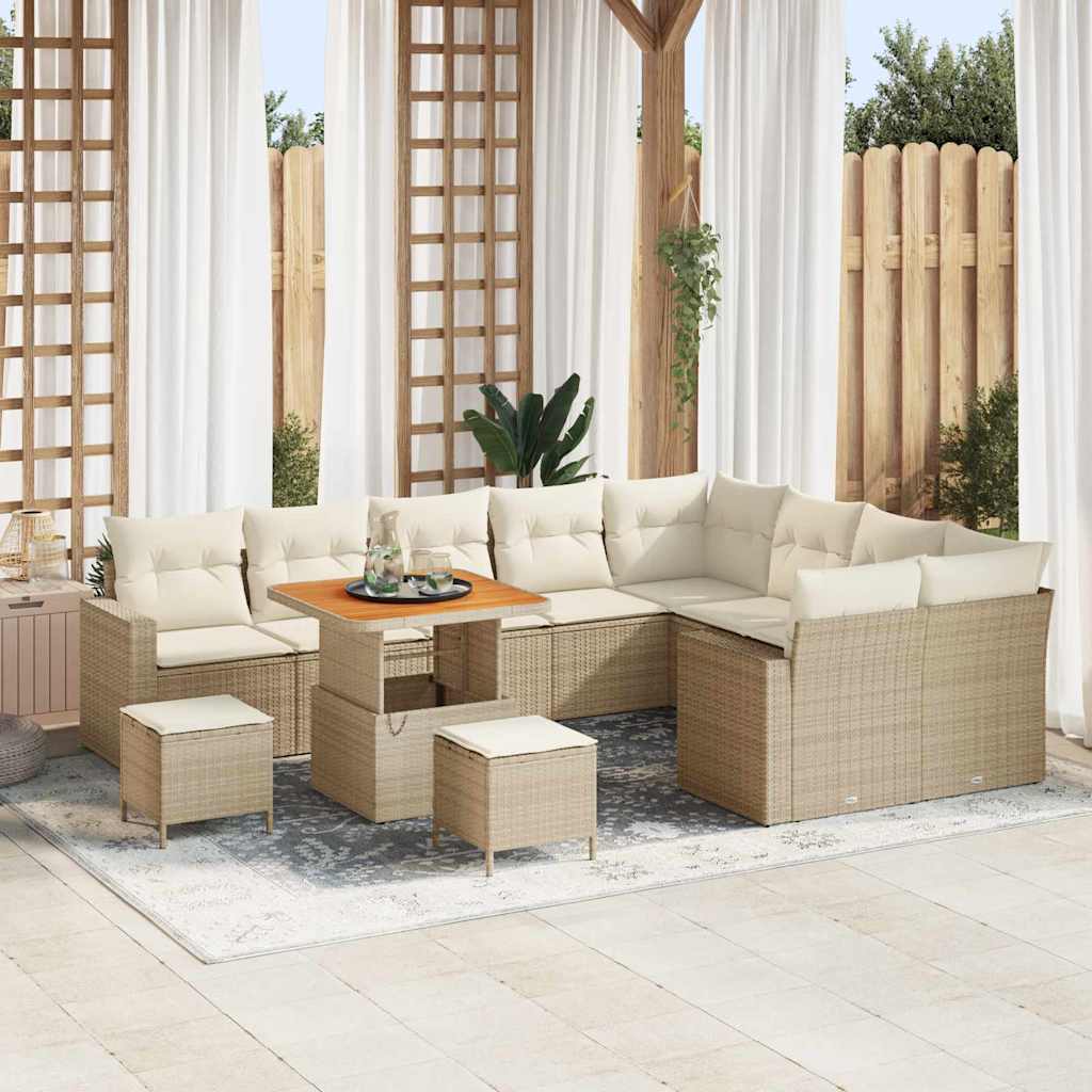 Set Divano da Giardino 12 pcs Beige polyrattan