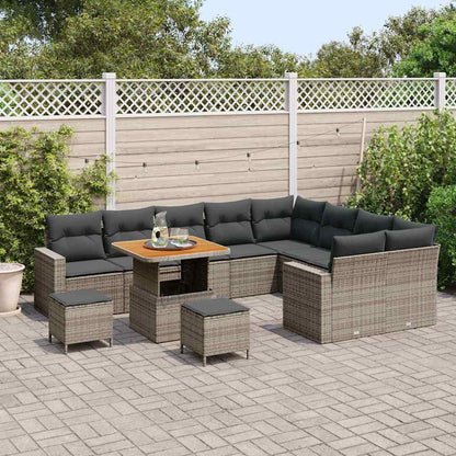 Set Divano da Giardino 12 pcs Grigio polyrattan