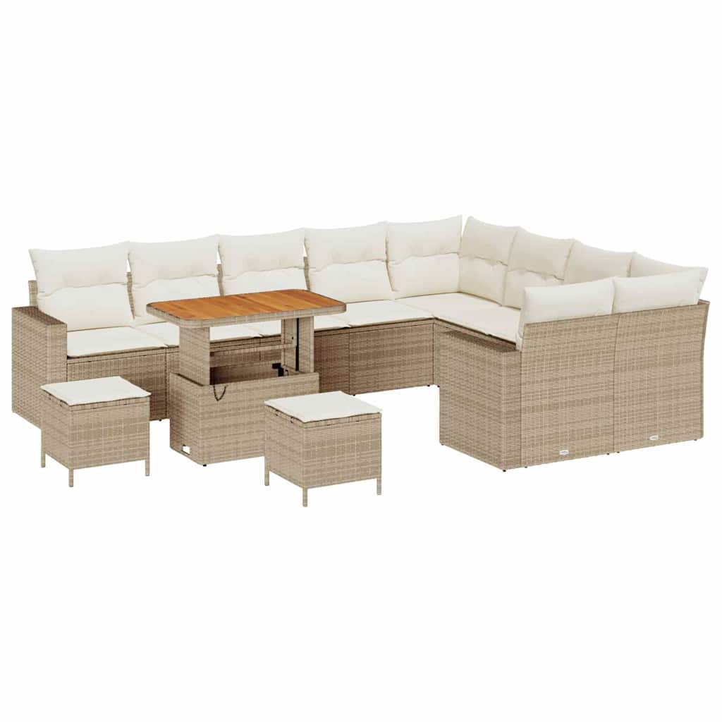 Set Divano da Giardino 12 pcs Beige polyrattan