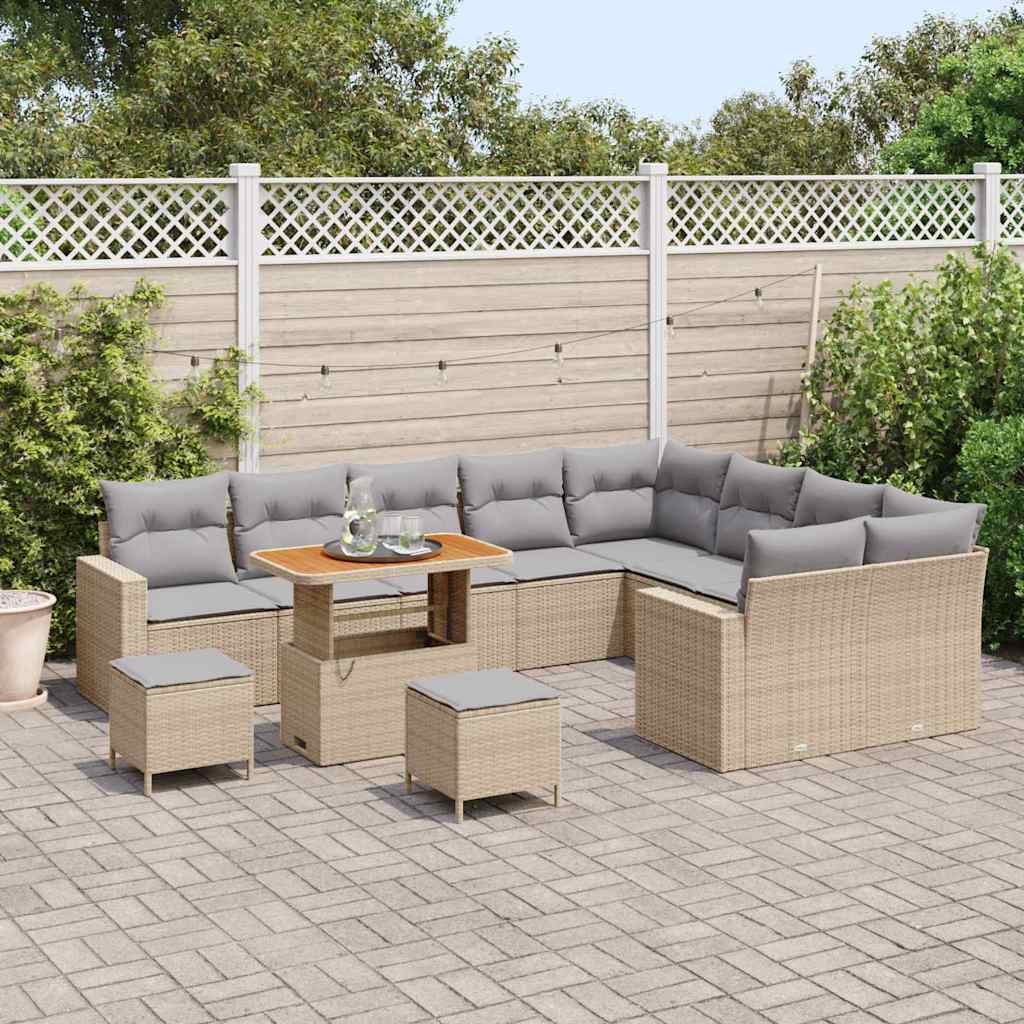 Set Divano da Giardino 12 pcs Beige polyrattan