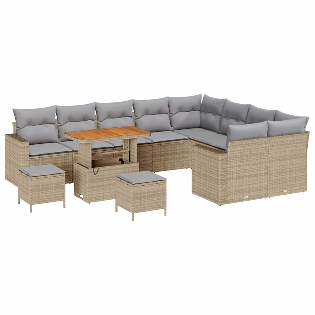 Set Divano da Giardino 12 pcs Beige polyrattan