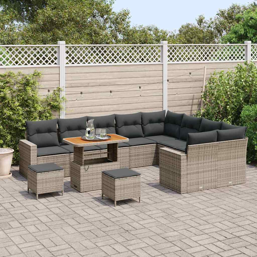 Set Divano da Giardino 12 pcs Grigio polyrattan