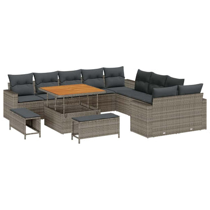Set Divano da Giardino 13 pcs Grigio polyrattan
