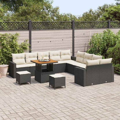 Set Divano da Giardino 13 pcs Nero polyrattan
