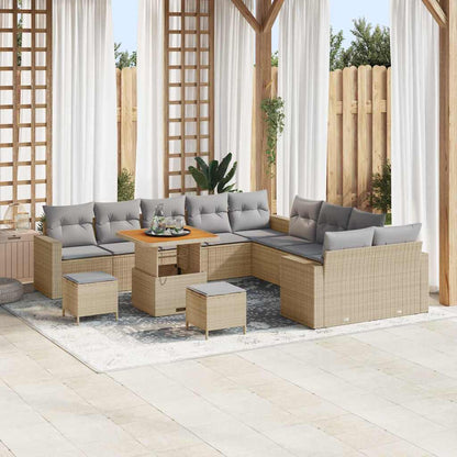 Set Divano da Giardino 13 pcs Beige polyrattan