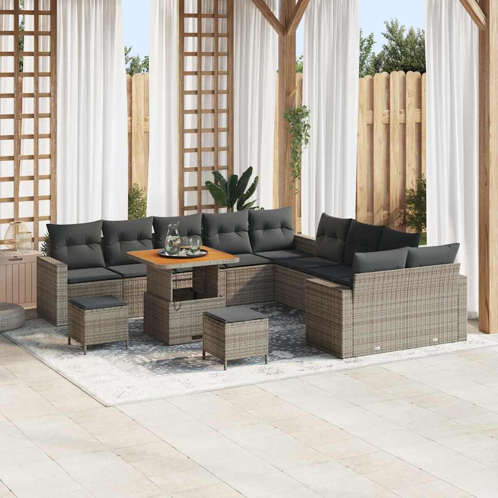 Set Divano da Giardino 13 pcs Grigio polyrattan