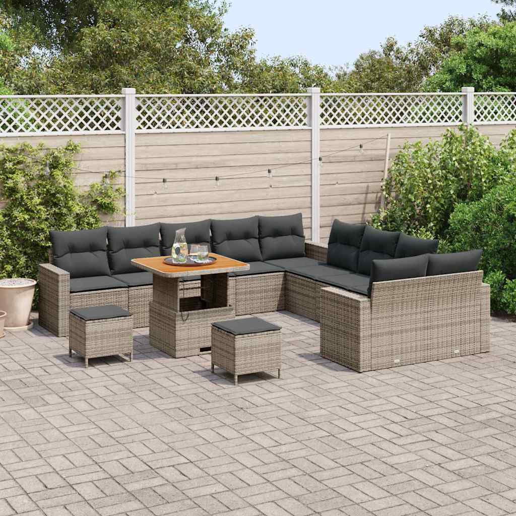 Set Divano da Giardino 13 pcs Grigio polyrattan