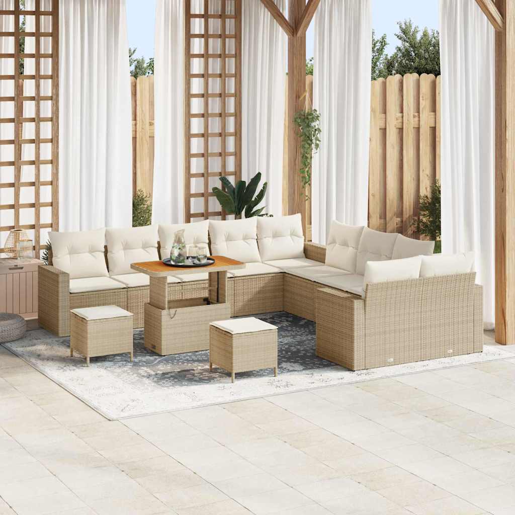 Set Divano da Giardino 13 pcs Beige polyrattan