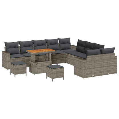 Set Divano da Giardino 13 pcs Grigio polyrattan