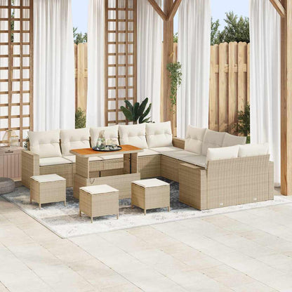 Set Divano da Giardino 14 pcs Beige polyrattan