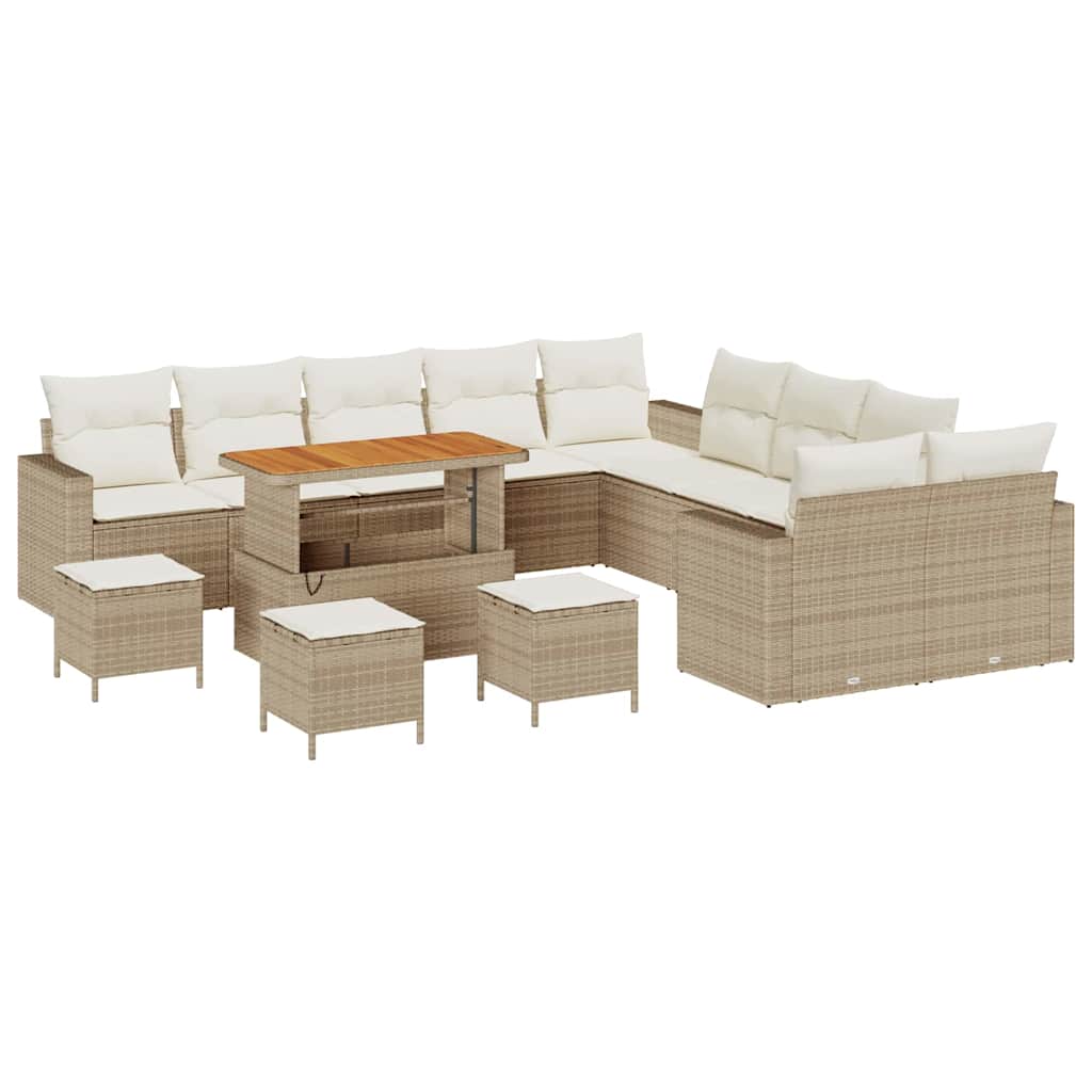 Set Divano da Giardino 14 pcs Beige polyrattan