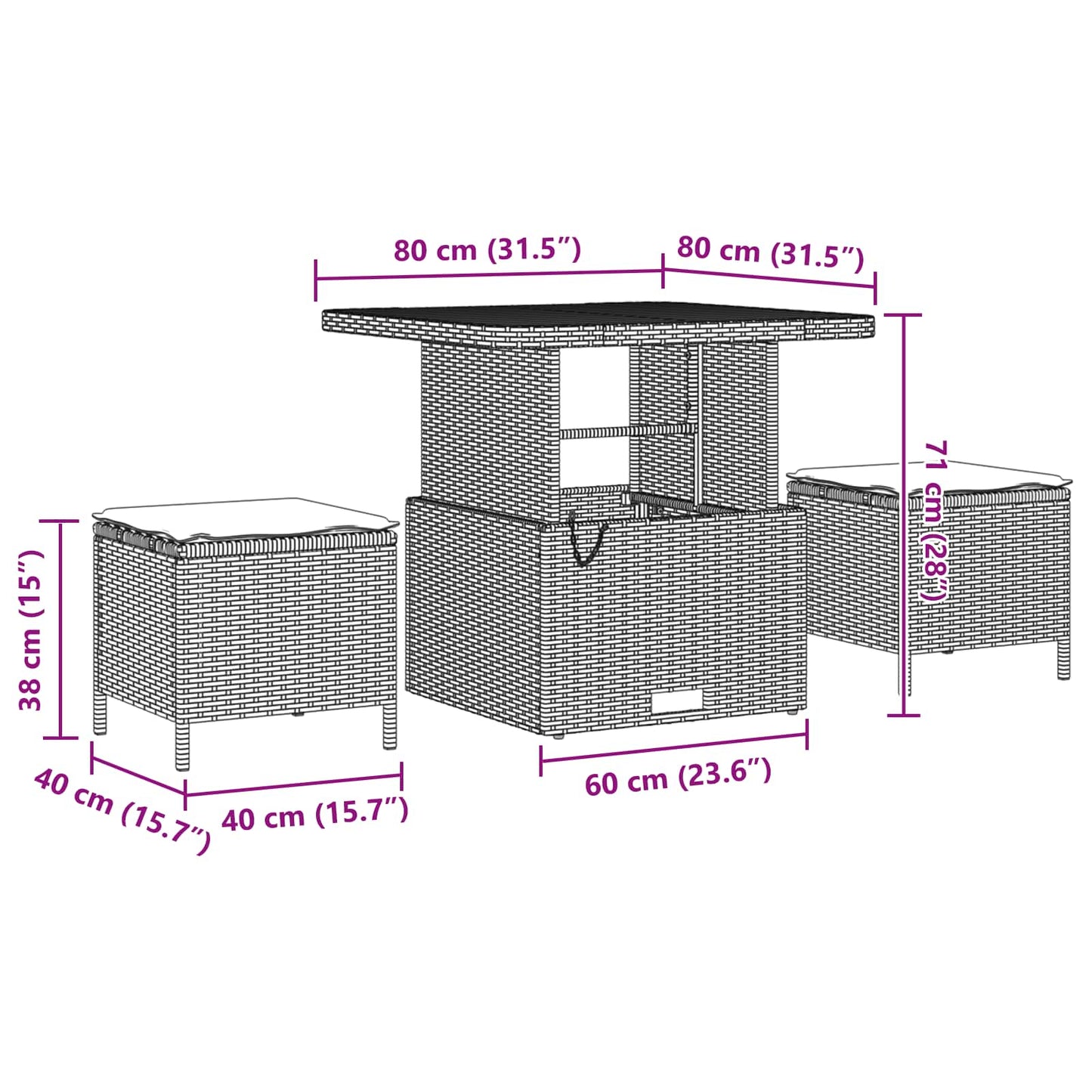 Set Divano da Giardino 11 pcs Nero Poly Rattan