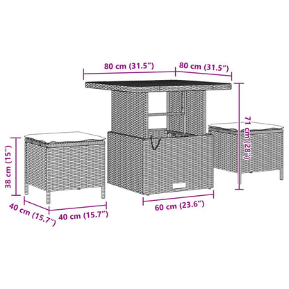 Set Divano da Giardino 11 pcs Nero Poly Rattan