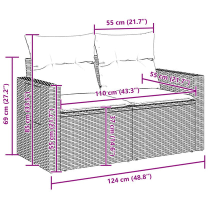 Set Divano da Giardino 11 pcs Nero Poly Rattan