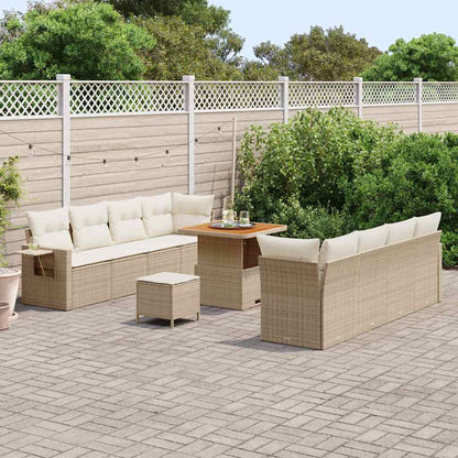 Set Divano da Giardino 11 pcs Beige Poly Rattan