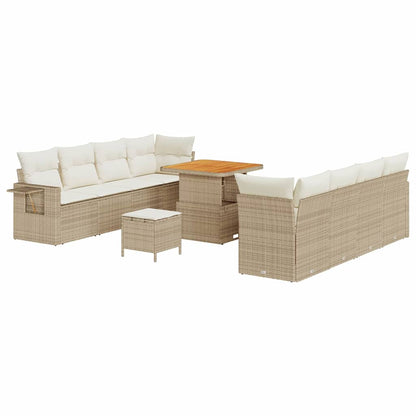 Set Divano da Giardino 11 pcs Beige Poly Rattan